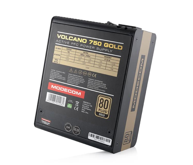MODECOM VOLCANO 750 GOLD 120mm FAN ZASILACZ KOMPUTEROWY 80+ GOLD ZAS-MC90-SM-750-ATX-VOLCANO-GOLD - 325340 - zdjęcie 4
